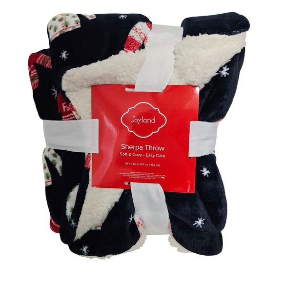 Joyland Other - Joyland Sperpa Throw 50x60 Navy‎ Ugly Christmas Sweater Fleece Blanket NWT Gift